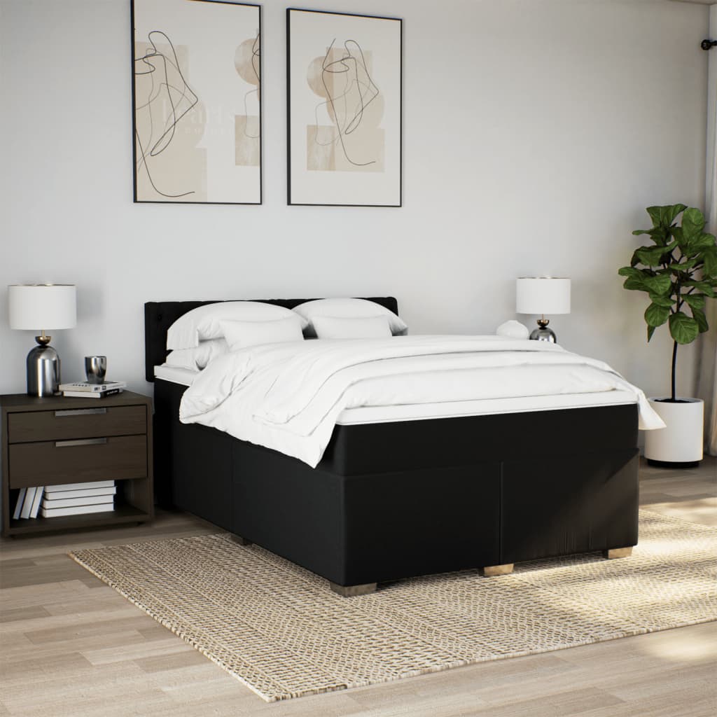 Box spring bed with mattress black 160x200 cm fabric