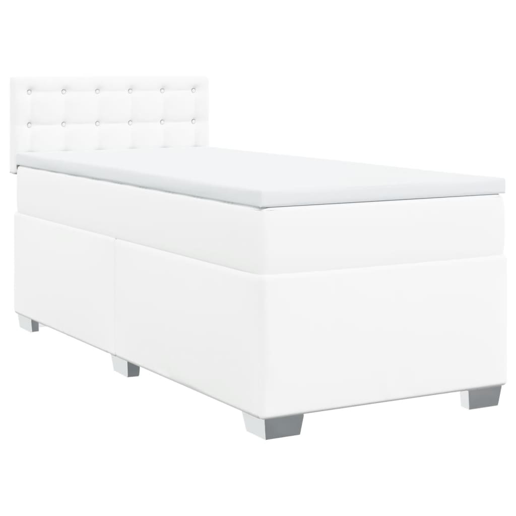Lit à sommier tapissier avec matelas blanc 80x200 cm en similicuir