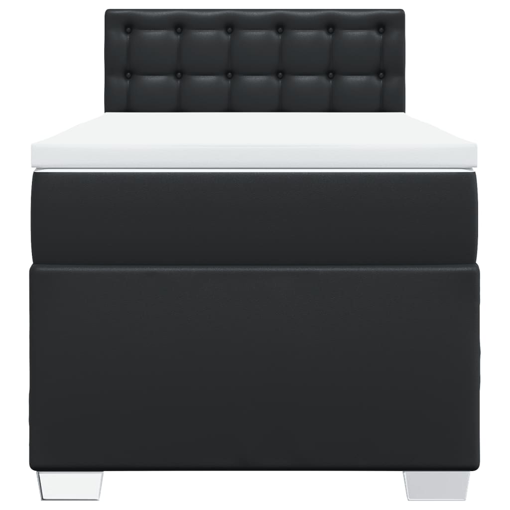 Lit à sommier tapissier avec matelas noir 90x190 cm en similicuir