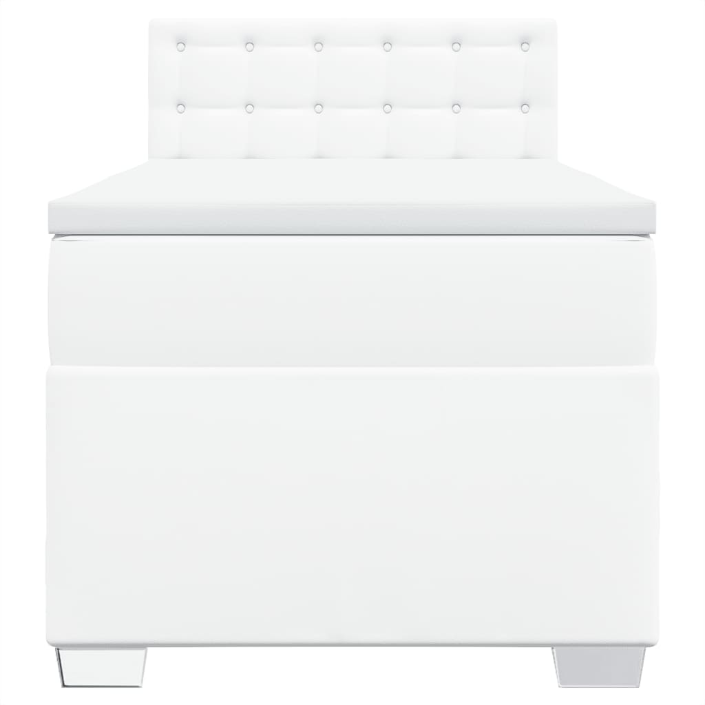 Lit à sommier tapissier avec matelas blanc 90x190 cm en similicuir