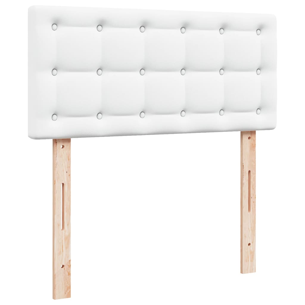 Lit à sommier tapissier avec matelas blanc 90x190 cm en similicuir