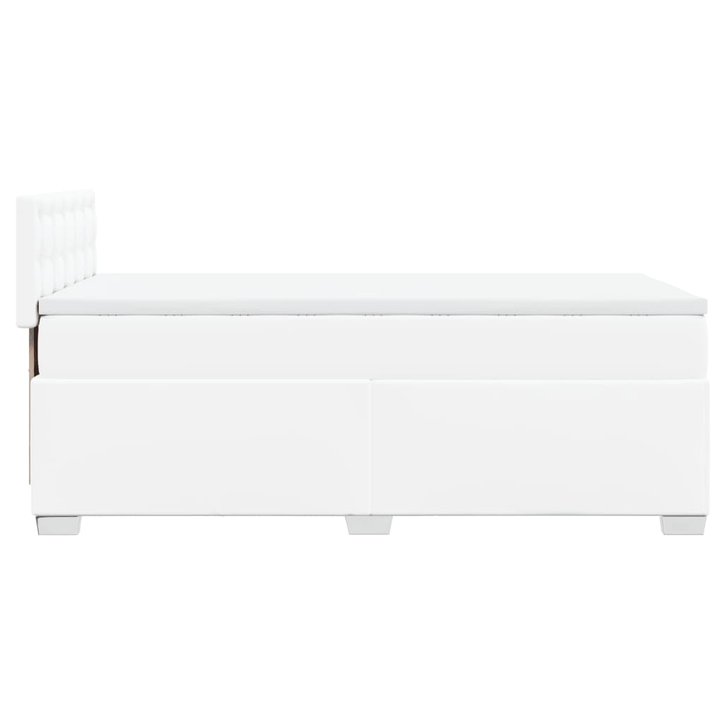 Lit à sommier tapissier avec matelas blanc 90x190 cm en similicuir