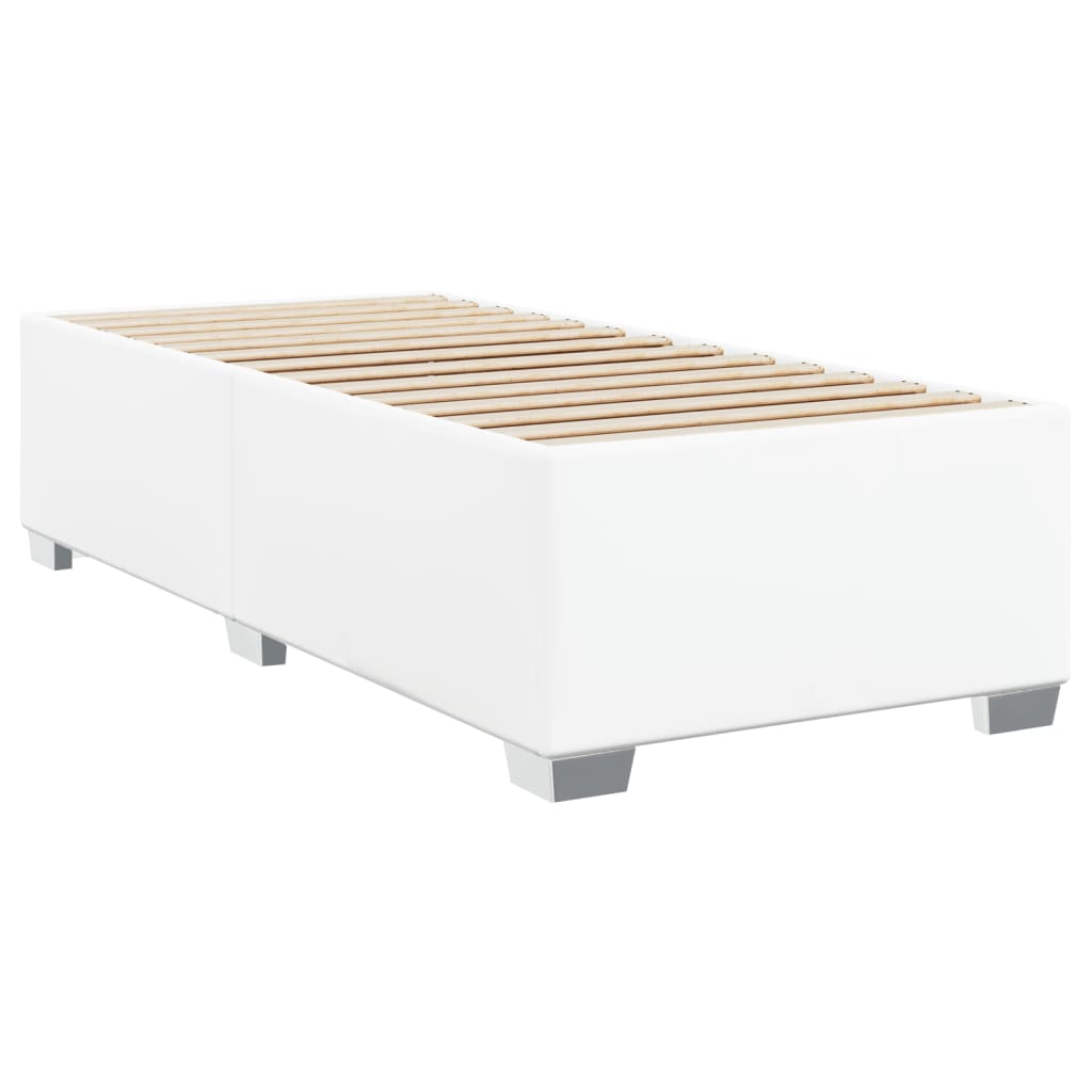 Lit à sommier tapissier avec matelas blanc 90x200 cm en similicuir