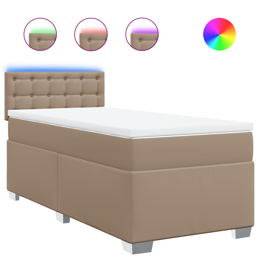 Matelas à sommier tapissier cappuccino-marron 100x200cm cuir artificiel