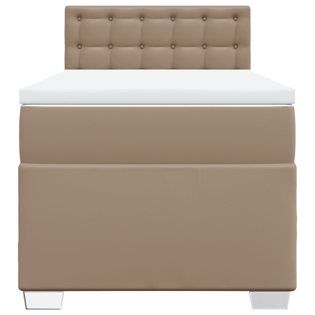 Matelas à sommier tapissier cappuccino-marron 100x200cm cuir artificiel