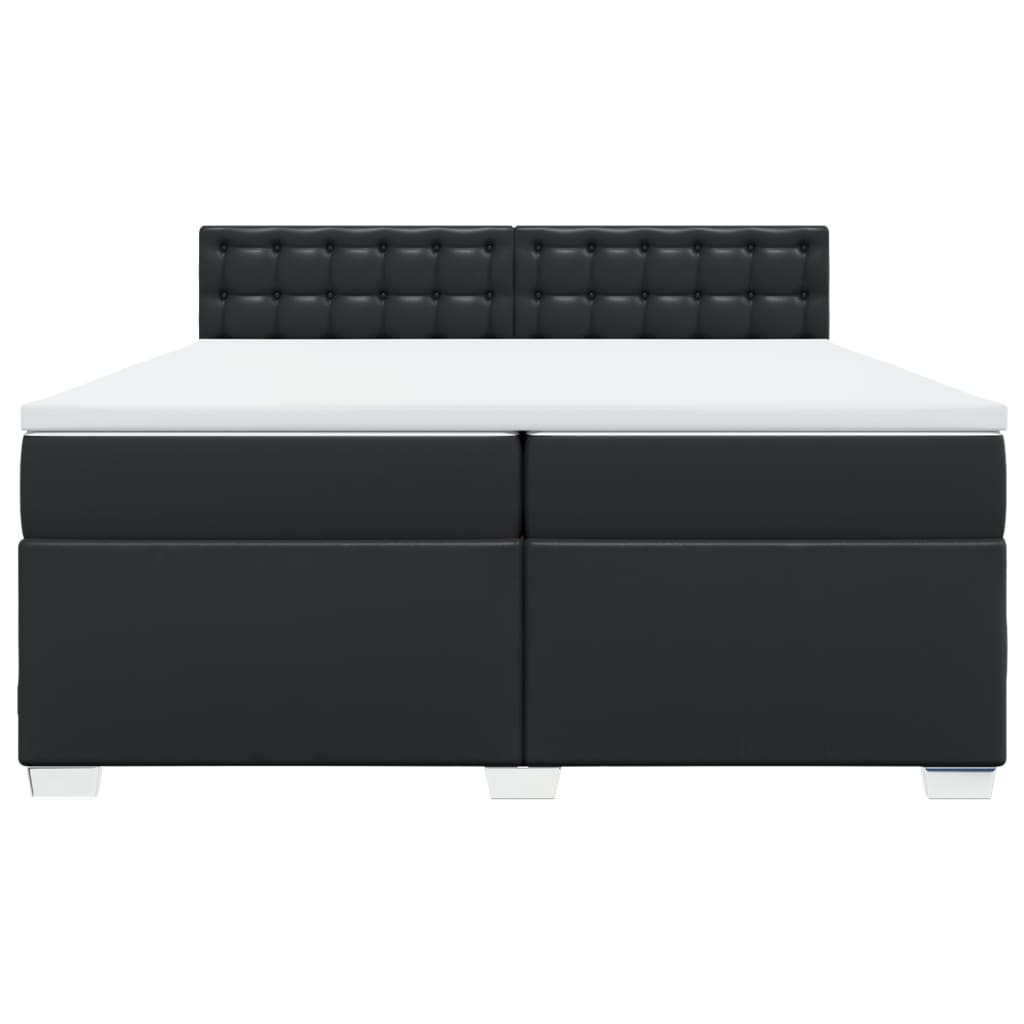 Lit à sommier tapissier avec matelas noir 200x200 cm en similicuir