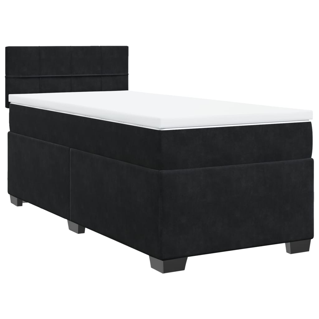 Sommier tapissier avec matelas noir 80x200 cm velours