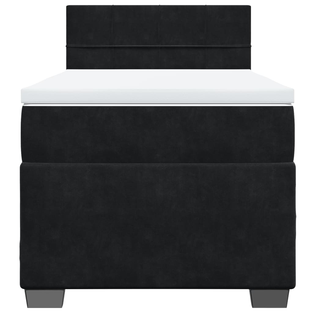 Sommier tapissier avec matelas noir 80x200 cm velours