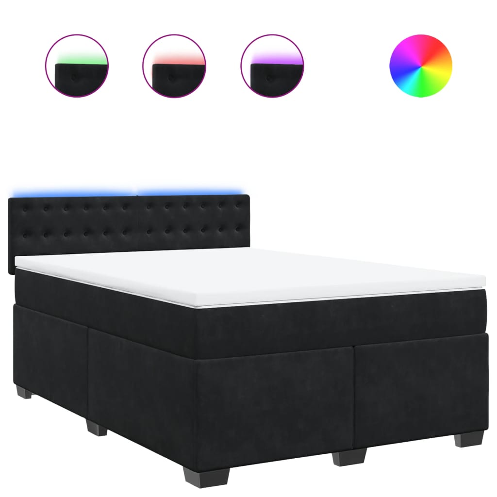 Sommier tapissier avec matelas noir 160x200 cm velours