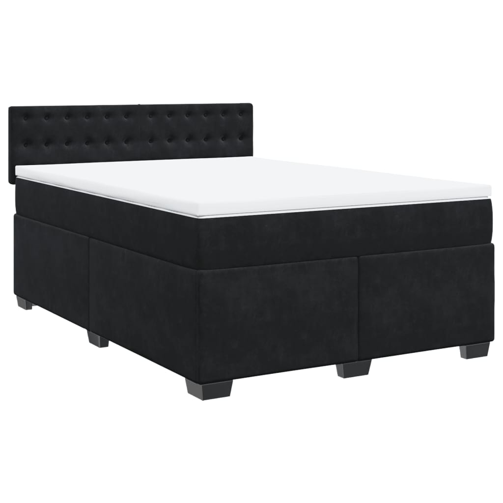 Sommier tapissier avec matelas noir 160x200 cm velours