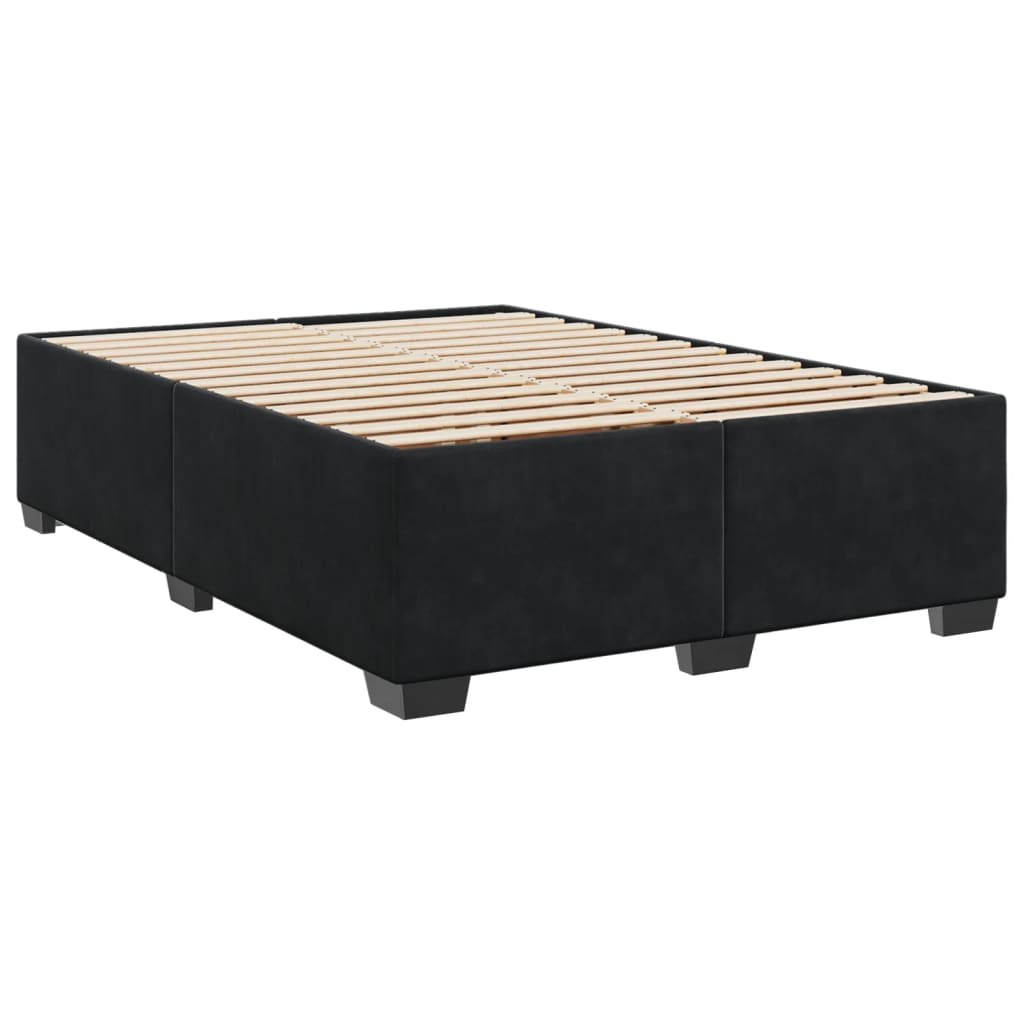 Sommier tapissier avec matelas noir 160x200 cm velours
