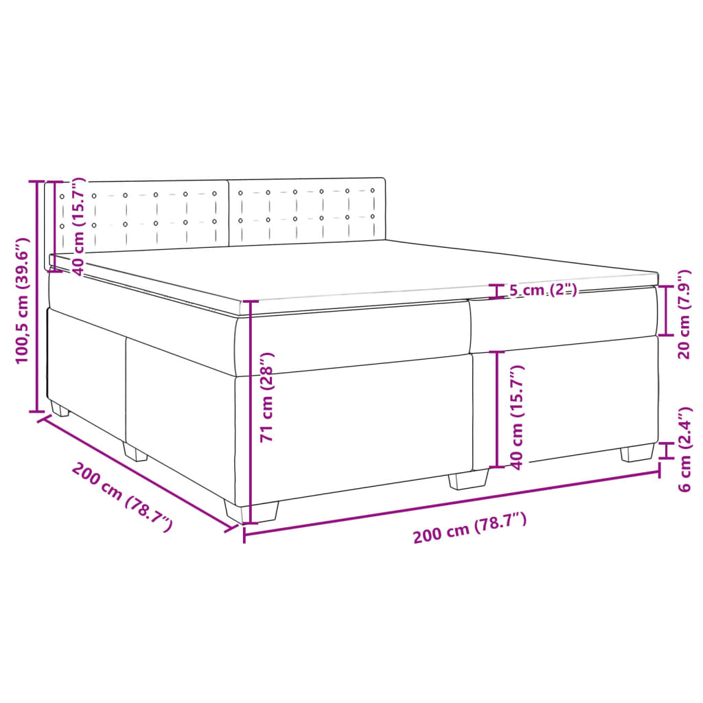 Boxspringbett mit Matratze Schwarz 200x200 cm Samt