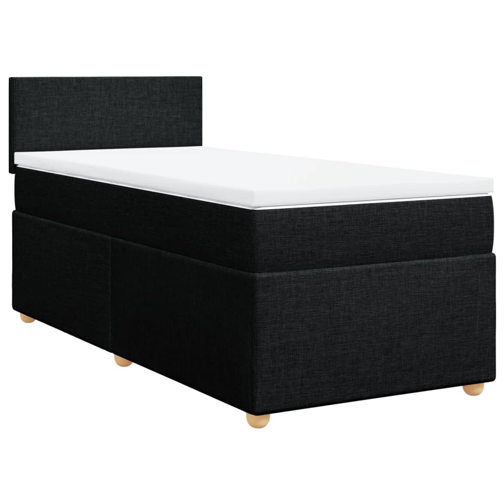 Lit à sommier tapissier avec matelas tissu noir 80x200 cm