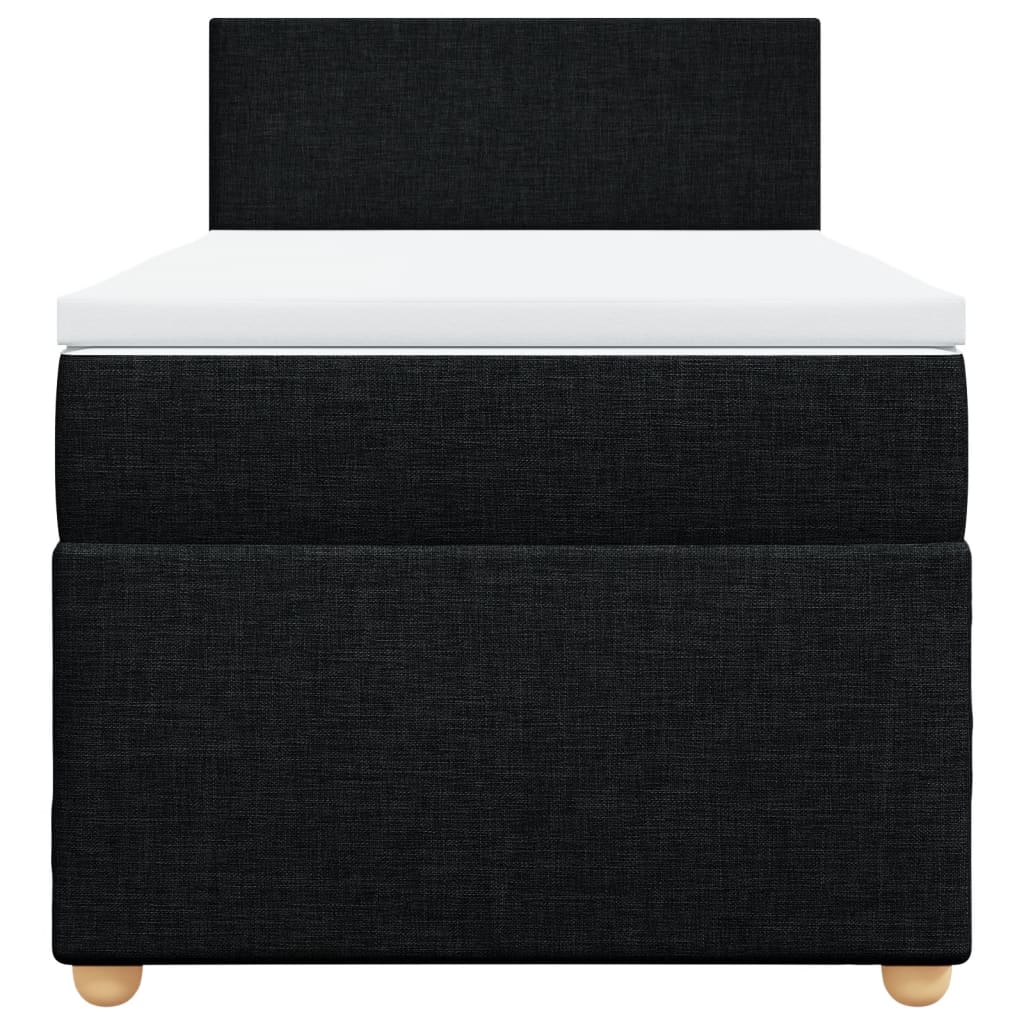 Lit à sommier tapissier avec matelas tissu noir 80x200 cm