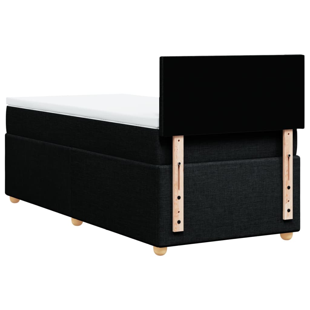 Lit à sommier tapissier avec matelas tissu noir 80x200 cm