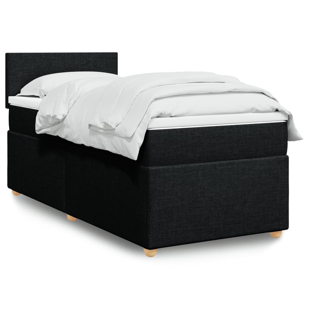 Lit à sommier tapissier avec matelas tissu noir 80x200 cm