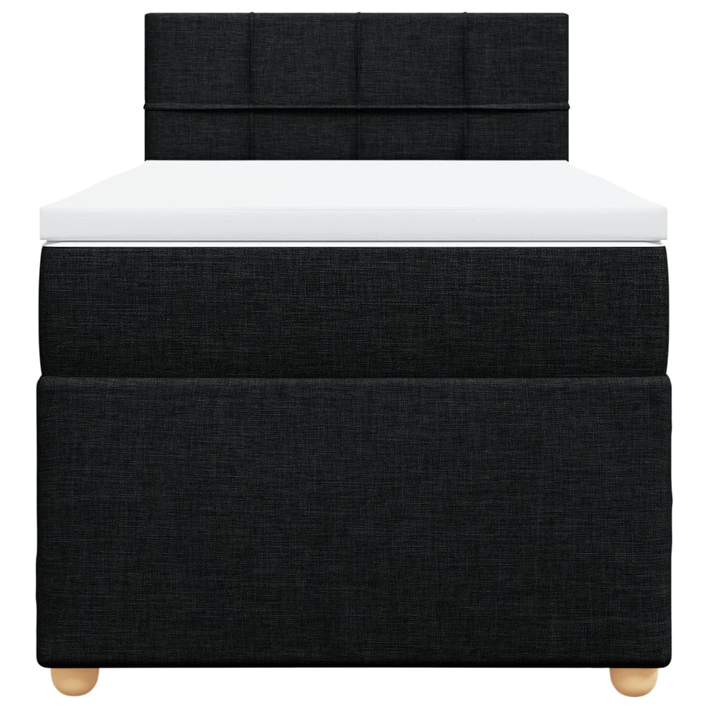 Lit à sommier tapissier avec matelas tissu noir 80x200 cm
