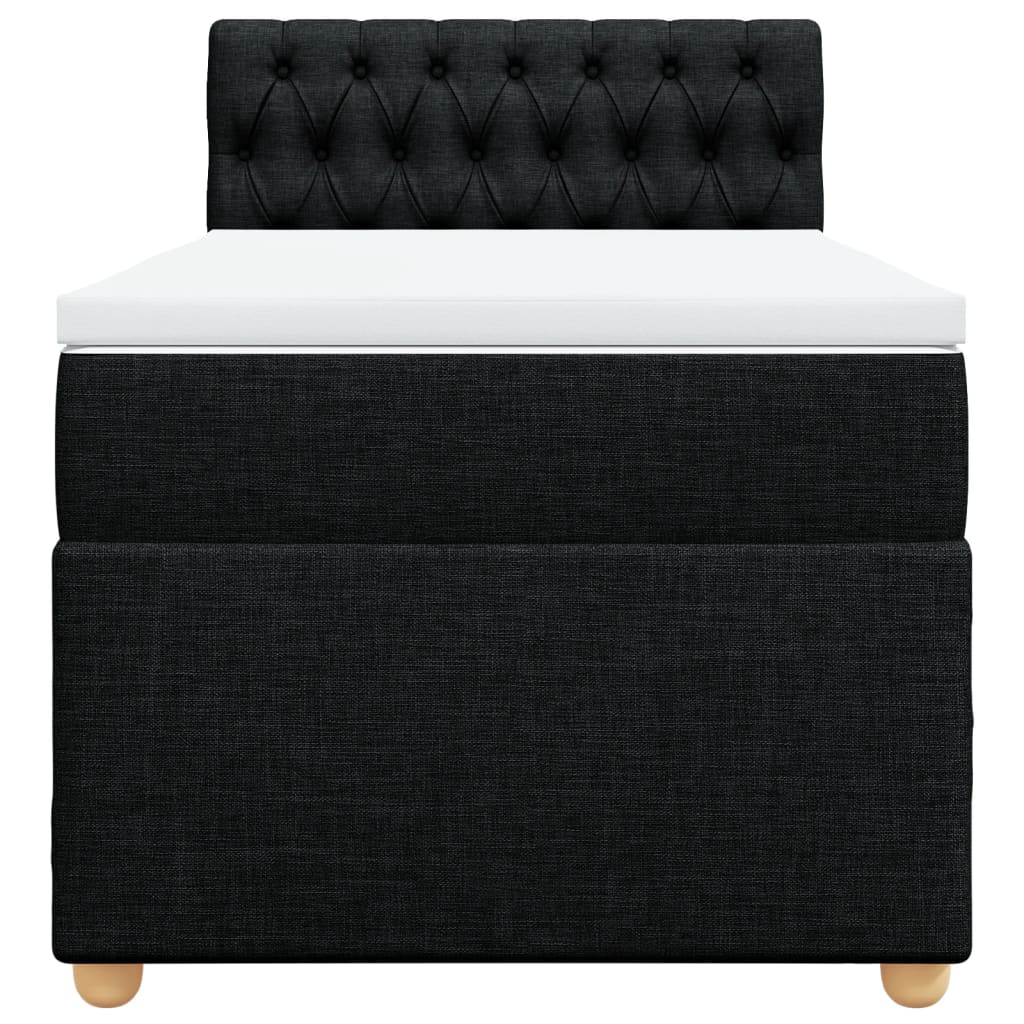 Lit à sommier tapissier avec matelas tissu noir 80x200 cm