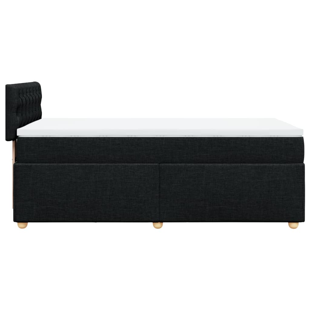 Lit à sommier tapissier avec matelas tissu noir 80x200 cm