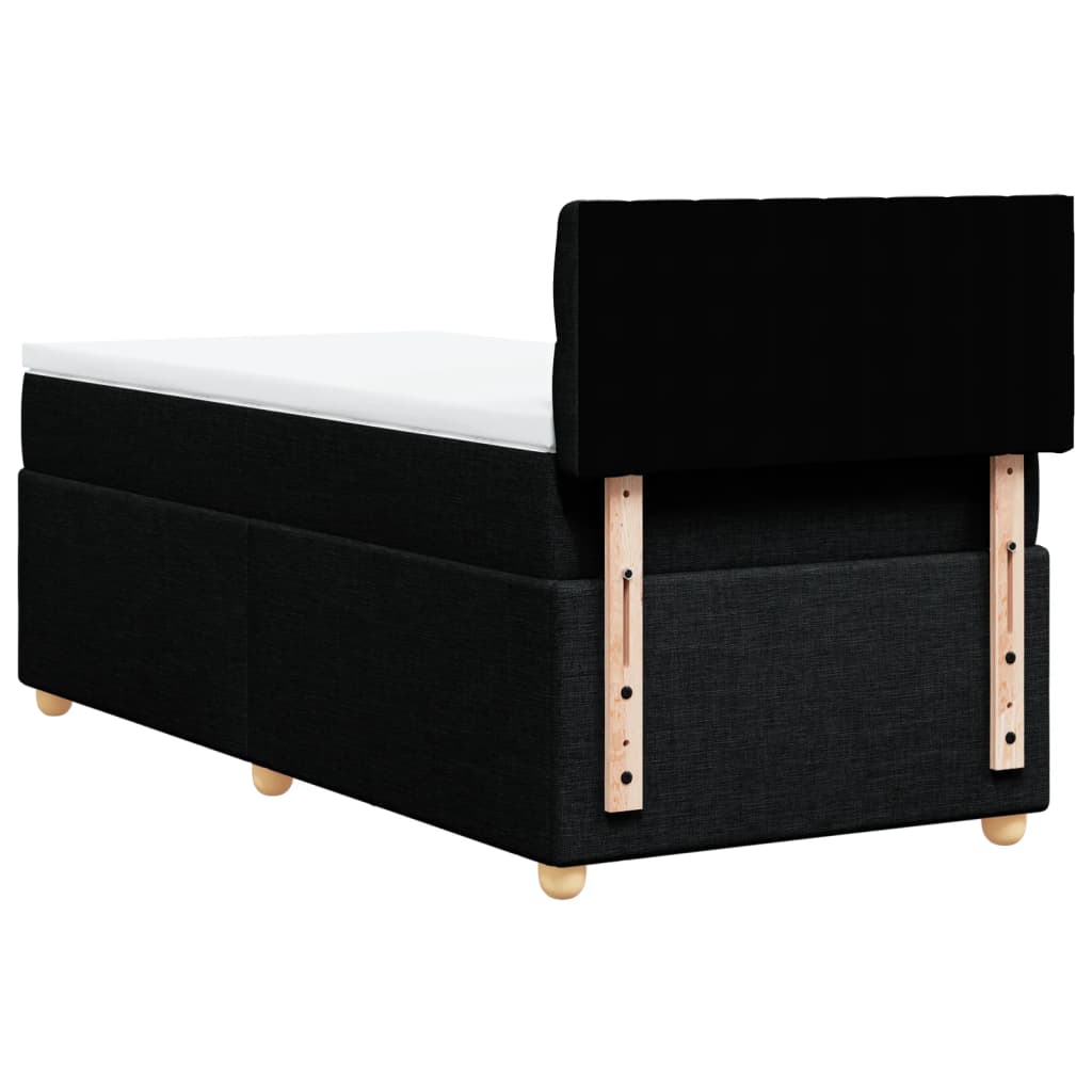 Lit à sommier tapissier avec matelas tissu noir 80x200 cm