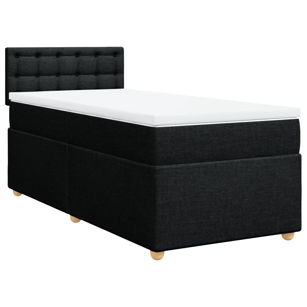 Lit à sommier tapissier avec matelas tissu noir 80x200 cm