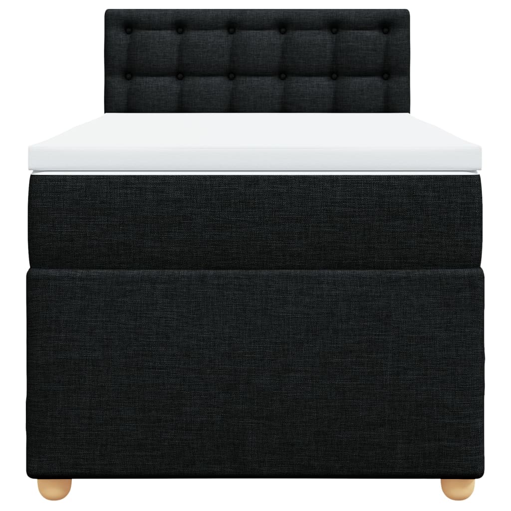 Lit à sommier tapissier avec matelas tissu noir 80x200 cm