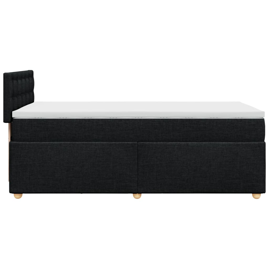 Lit à sommier tapissier avec matelas tissu noir 80x200 cm