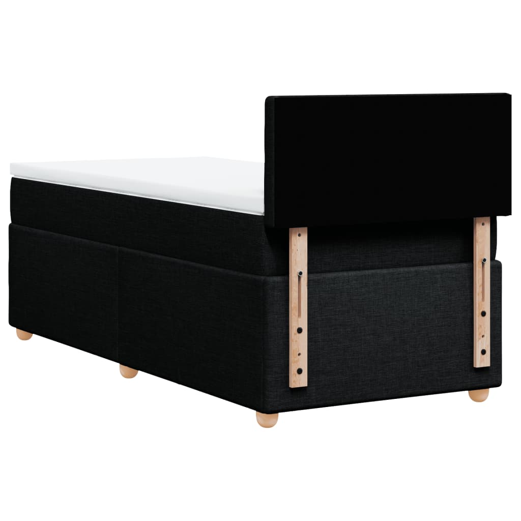 Lit à sommier tapissier avec matelas tissu noir 80x200 cm