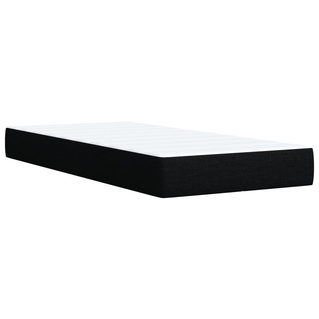 Lit à sommier tapissier avec matelas tissu noir 80x200 cm