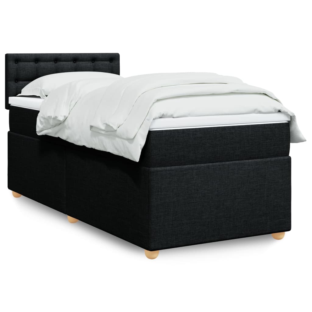 Lit à sommier tapissier avec matelas tissu noir 80x200 cm