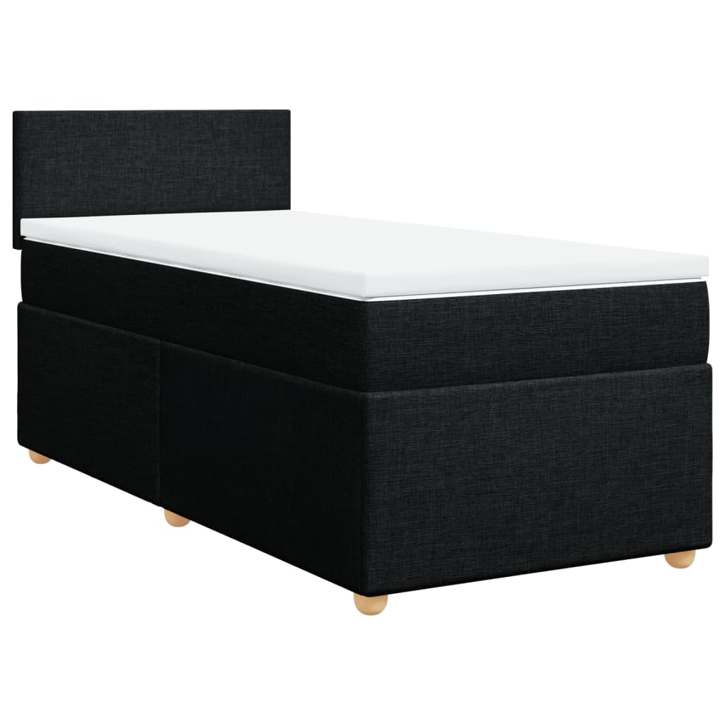 Lit sommier tapissier avec matelas tissu noir 90x190 cm