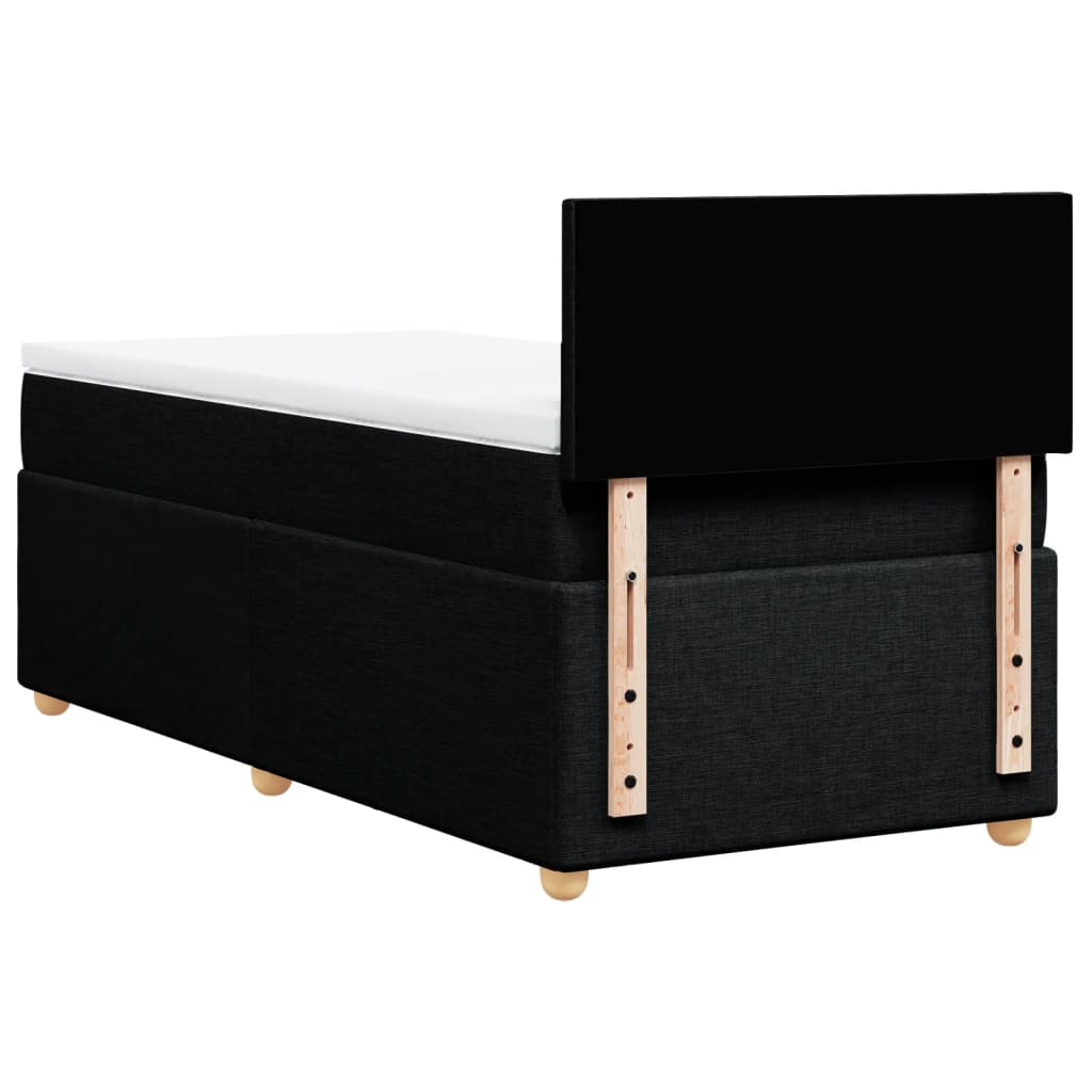 Lit sommier tapissier avec matelas tissu noir 90x190 cm