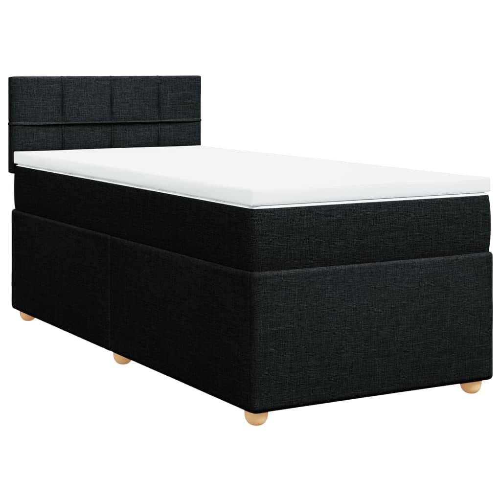 Lit sommier tapissier avec matelas tissu noir 90x190 cm