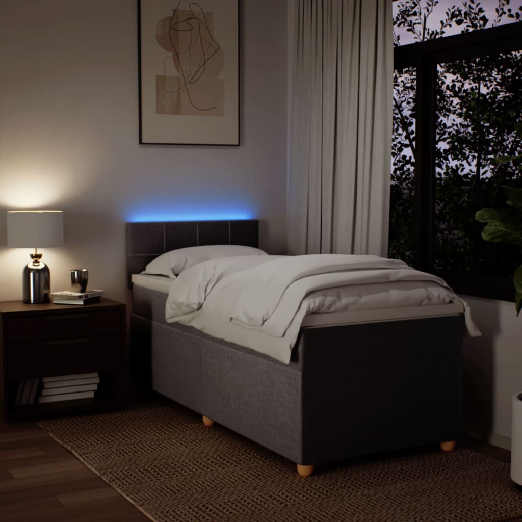 Lit sommier tapissier avec matelas tissu taupe 90x190 cm