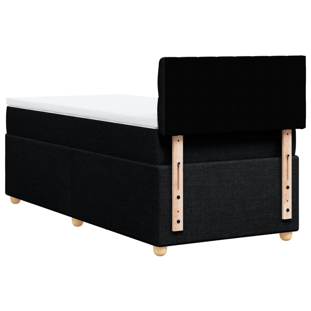 Lit sommier tapissier avec matelas tissu noir 90x190 cm