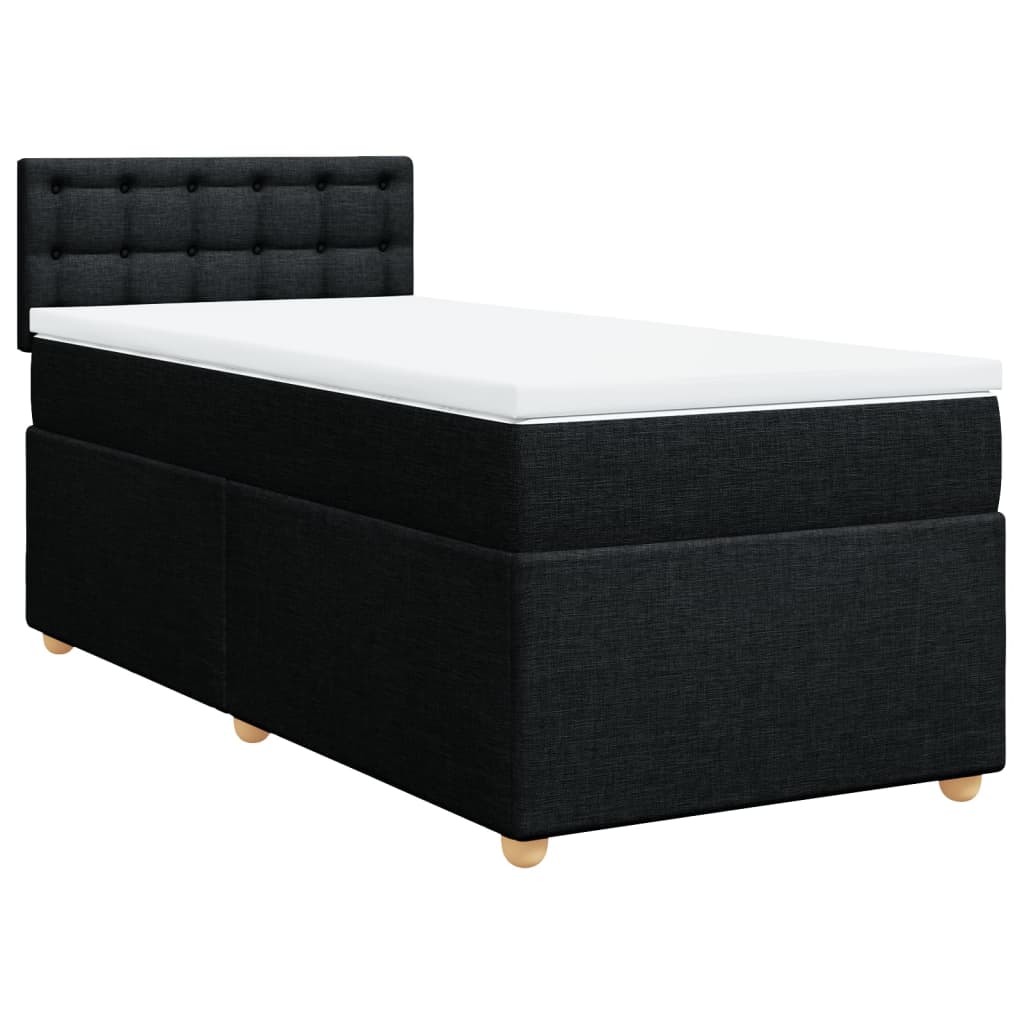 Lit sommier tapissier avec matelas tissu noir 90x190 cm
