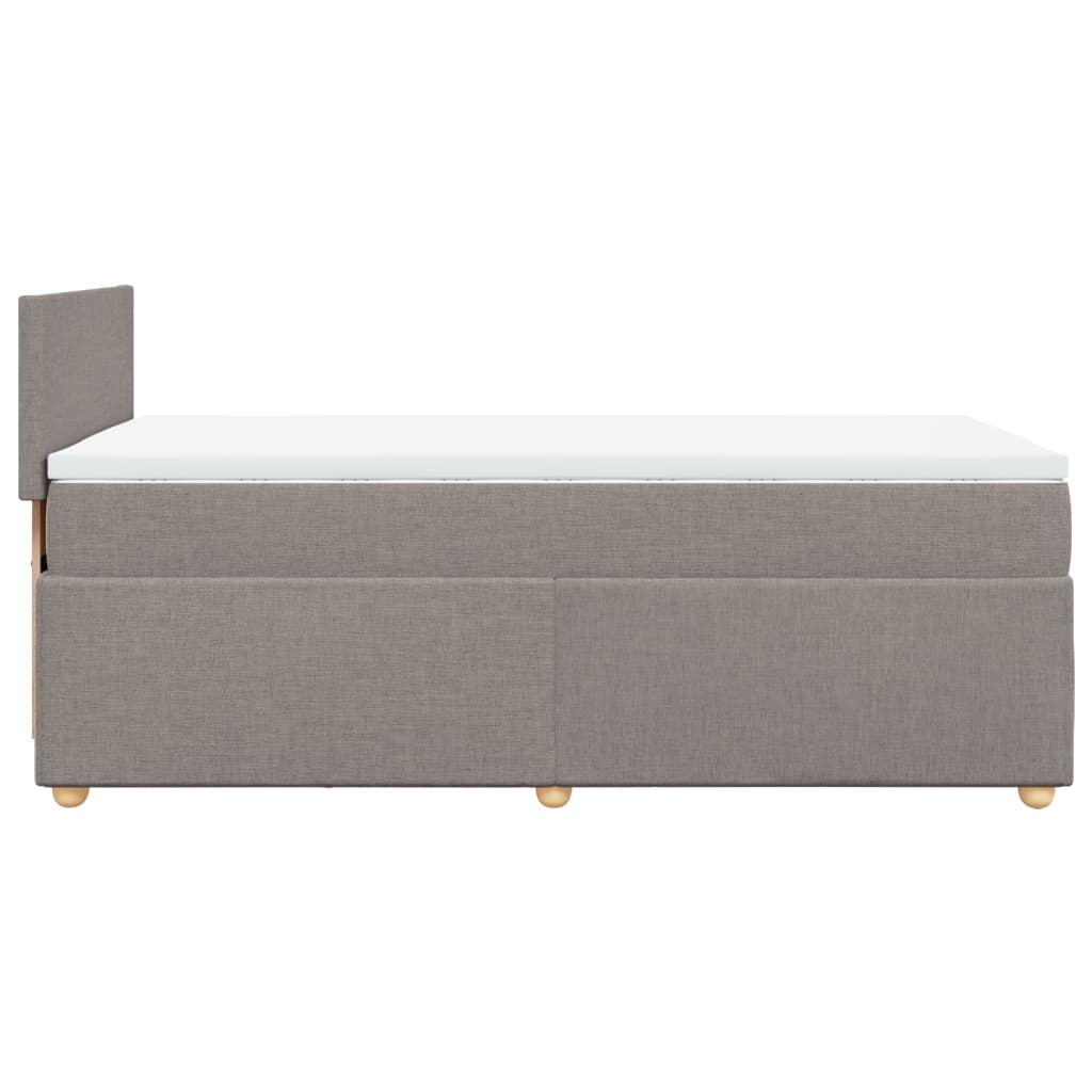 Lit sommier tapissier avec matelas tissu taupe 90x200 cm