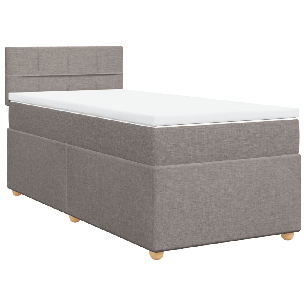 Lit sommier tapissier avec matelas tissu taupe 90x200 cm