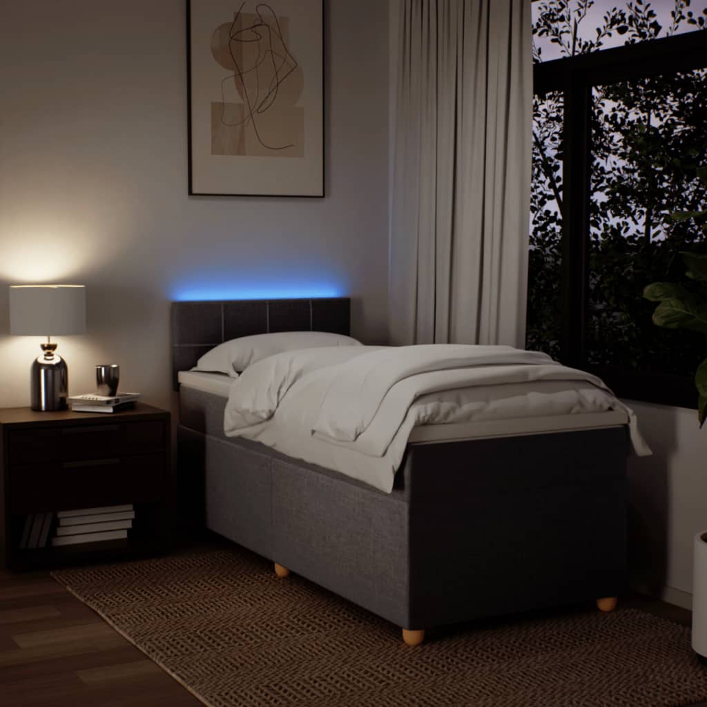 Lit sommier tapissier avec matelas tissu taupe 90x200 cm