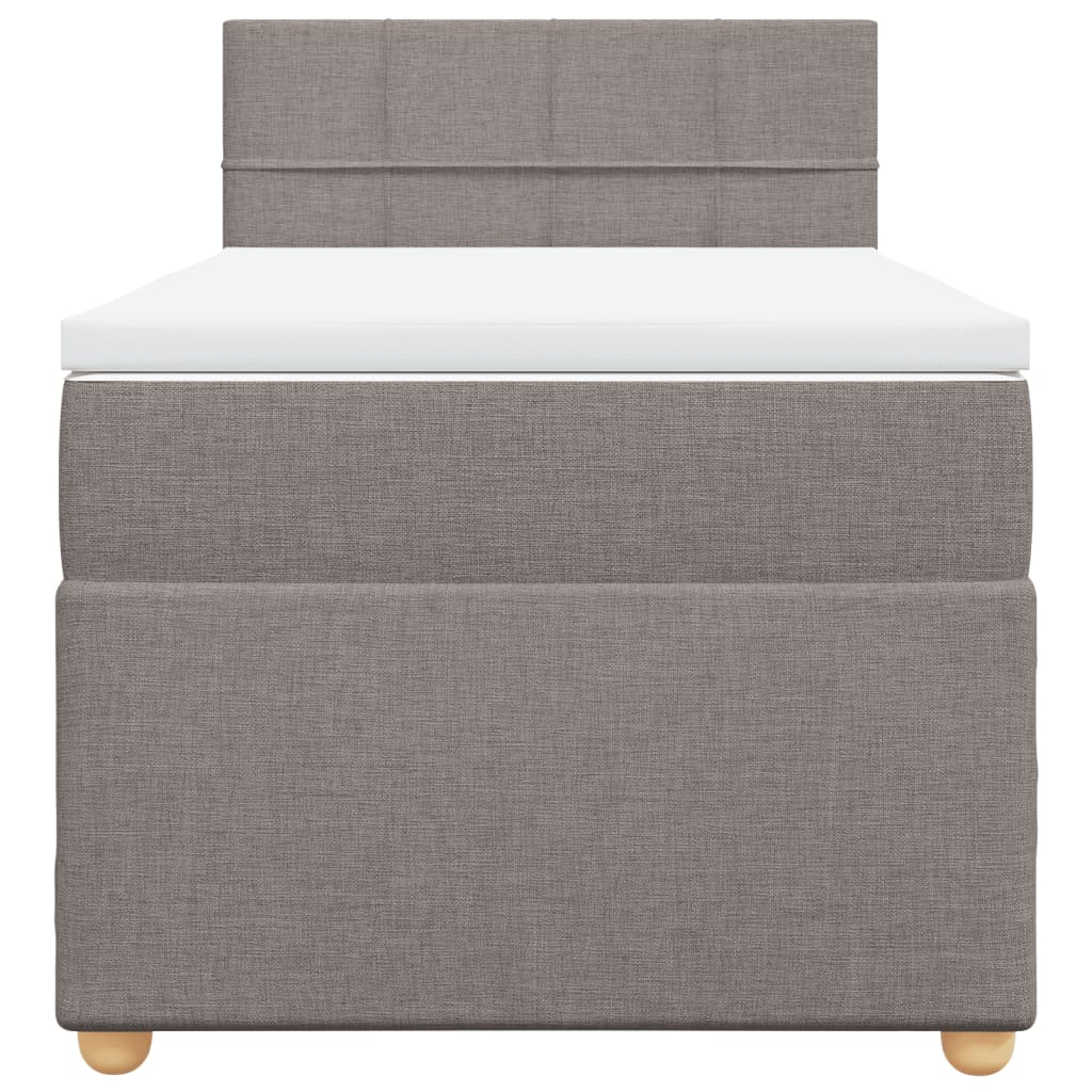 Lit sommier tapissier avec matelas tissu taupe 90x200 cm