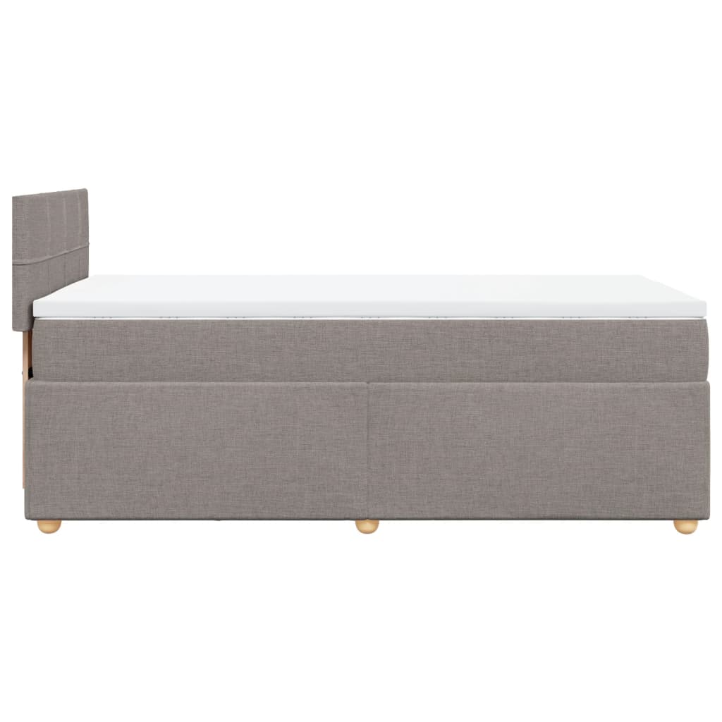 Lit sommier tapissier avec matelas tissu taupe 90x200 cm