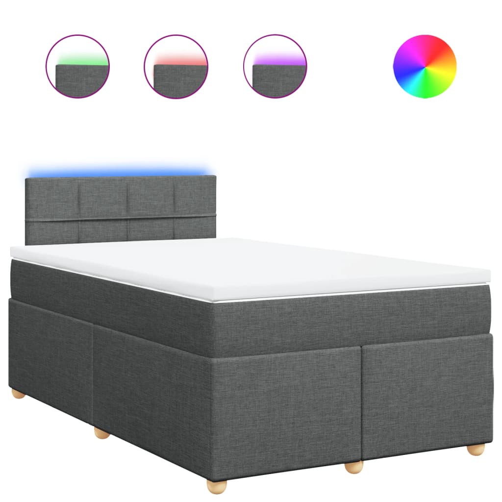 Lit à sommier tapissier avec matelas en tissu gris foncé 120x190 cm