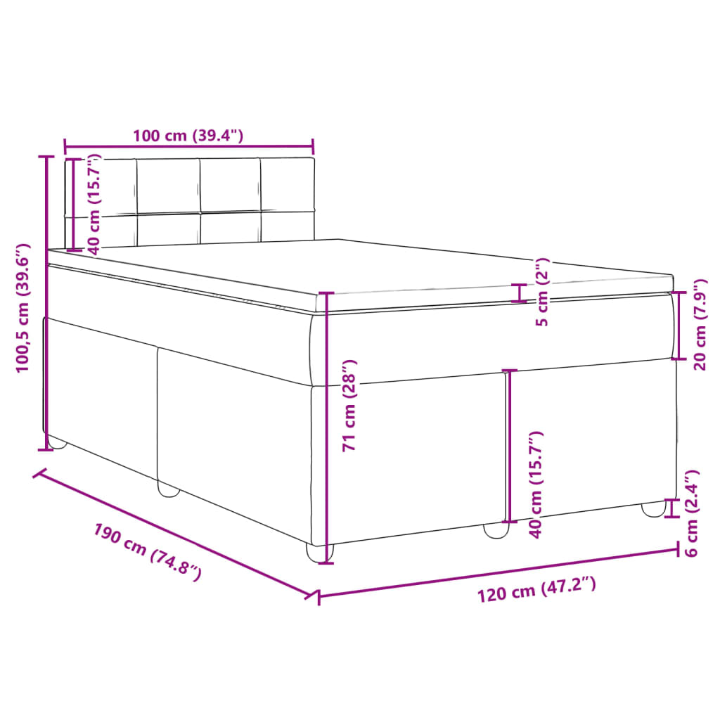 Boxspringbett mit Matratze Schwarz 120x190 cm Stoff