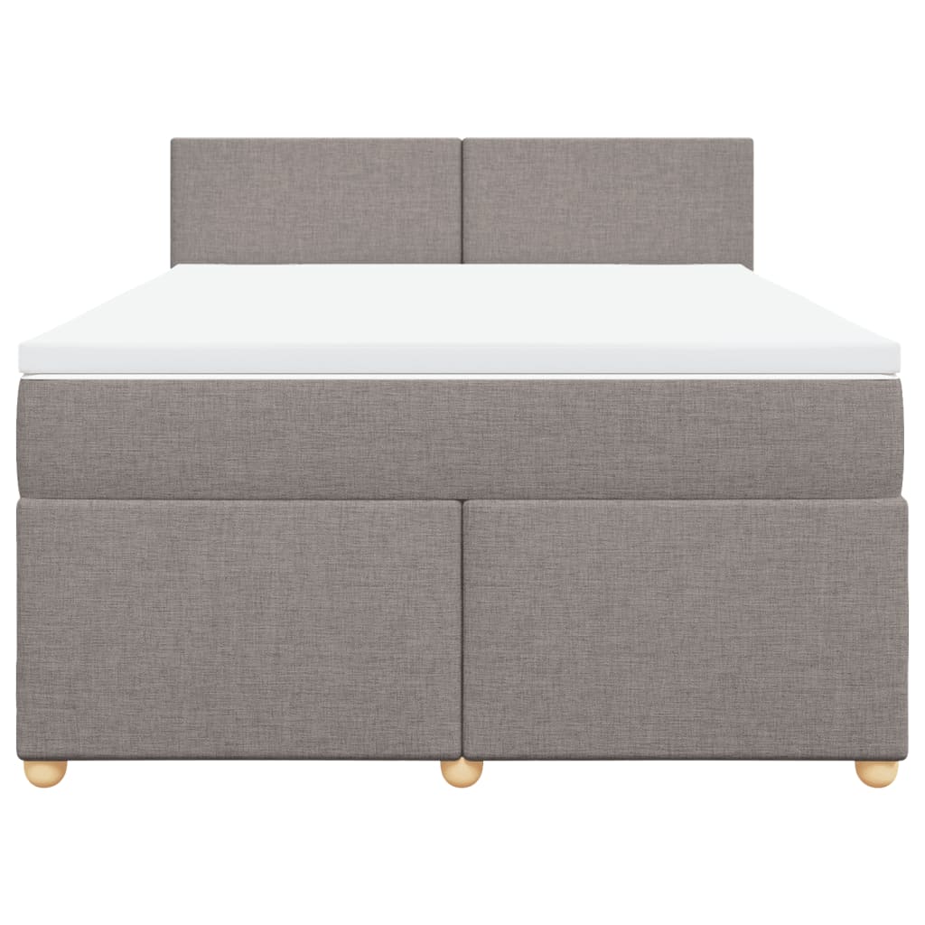 Lit sommier tapissier avec matelas tissu taupe 160x200 cm