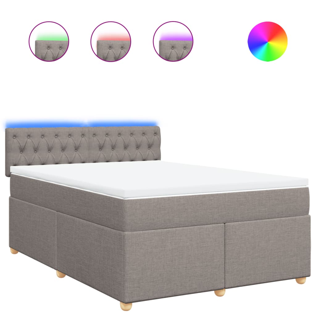 Lit sommier tapissier avec matelas tissu taupe 160x200 cm