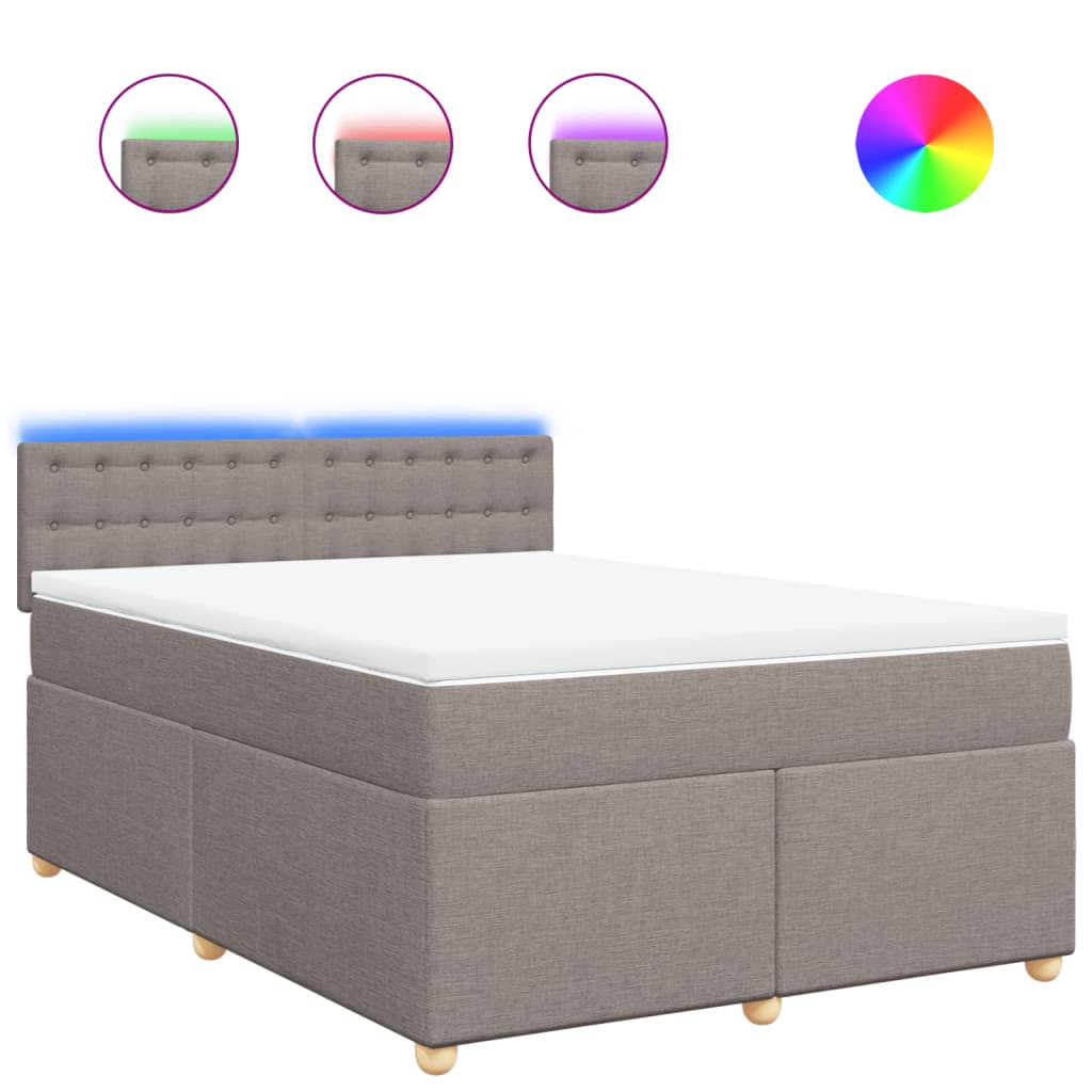 Lit sommier tapissier avec matelas tissu taupe 160x200 cm