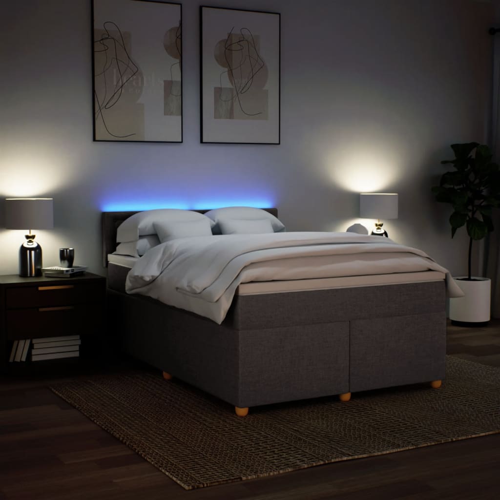 Lit sommier tapissier avec matelas tissu taupe 160x200 cm