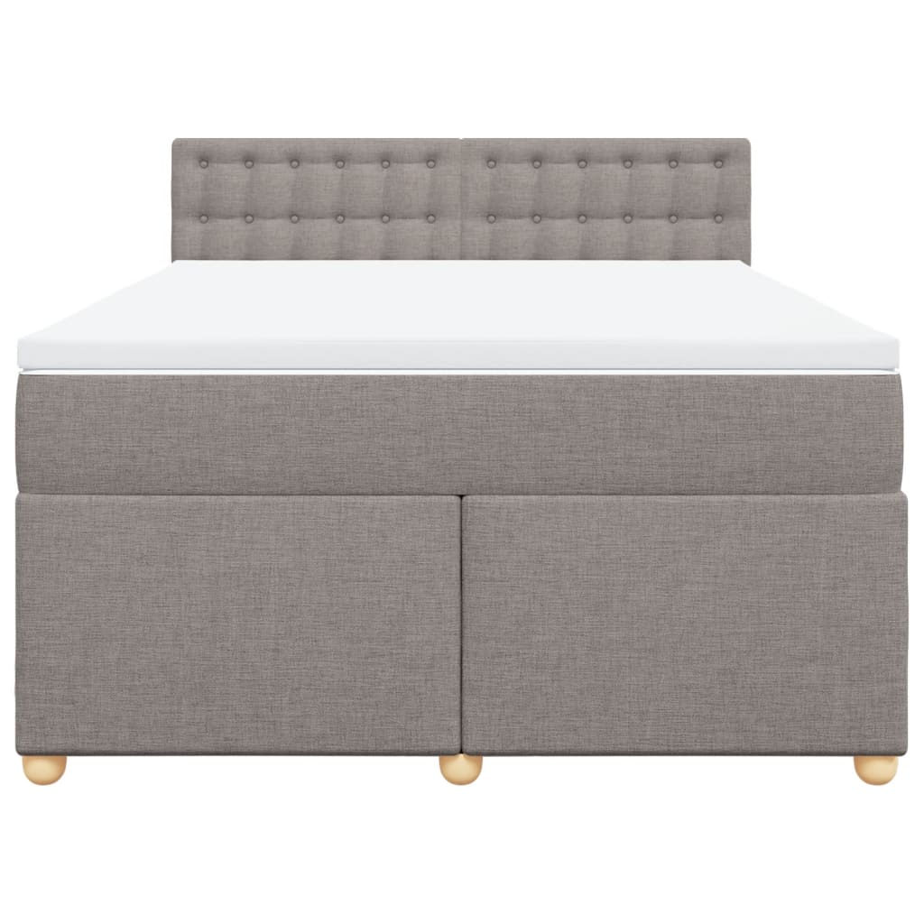 Lit sommier tapissier avec matelas tissu taupe 160x200 cm
