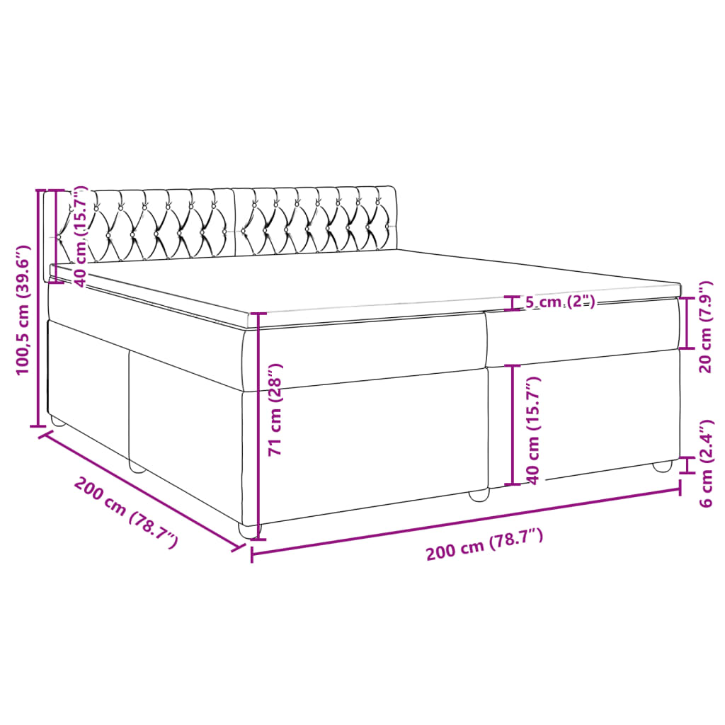 Boxspringbett mit Matratze Dunkelgrau 200x200 cm Stoff