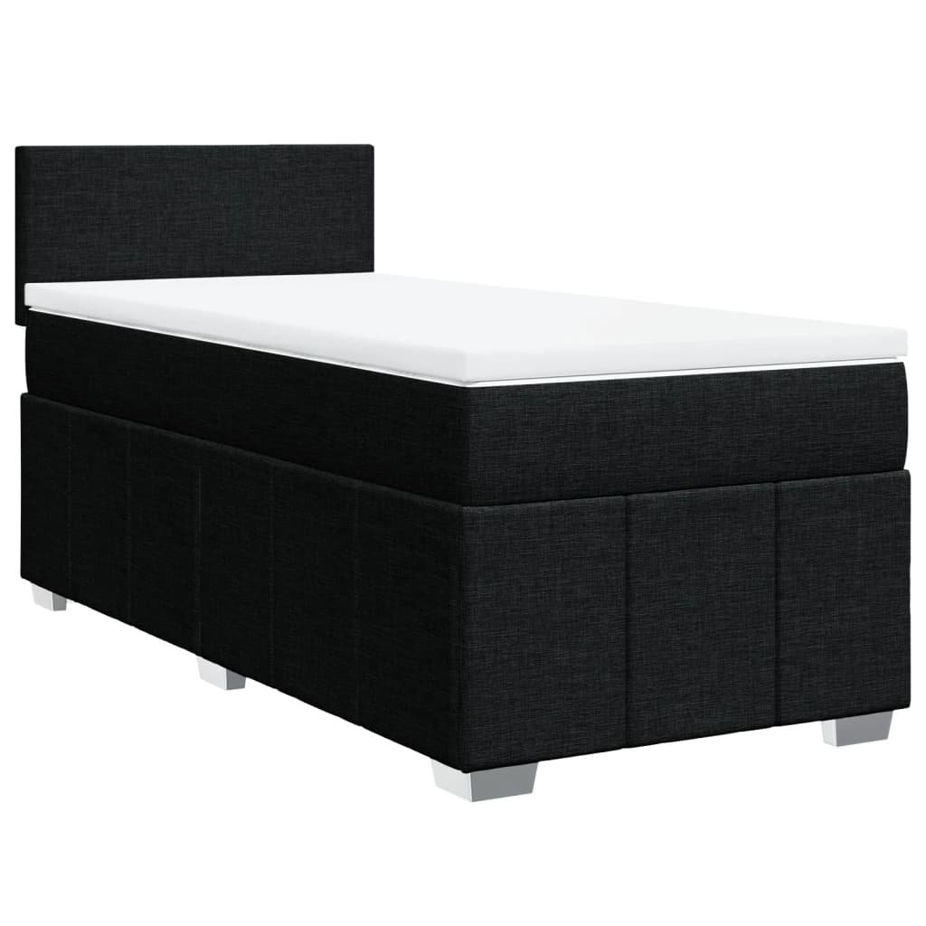 Lit à sommier tapissier avec matelas tissu noir 80x200 cm